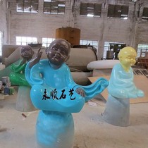Sandstone relief Sandstone figure round carving sculpture anti-yellow rust stone Garden club park decoration small doll