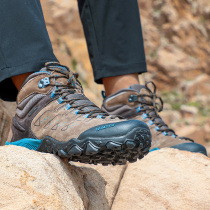 Humantou high climbing shoes mens sports mountain climbing shoes autumn and winter waterproof non-slip leather outdoor hiking camp mens shoes
