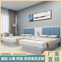 Hotel bed customization Hotel standard room full set of furniture Bed and breakfast chain convenient hotel rooms Hotel sheets Double room