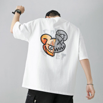 Short-sleeved mens summer T-shirt national tide boys 2021 new trendy brand clothes half-sleeve Japanese ins explosive white body shirt