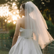 Korean-style Mori simple simple elegant multi-layer head yarn Bride wedding headdress wedding dress accessories 2021 New