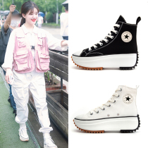 Xiao Zhan Zhao ruth with the same shoes black canvas shoes high-top womens thick bottom increase 2021 summer niche thin section