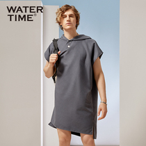 Frog Dong quick-drying swimming bathrobe Mens and womens cloak with cap Portable absorbent sports towel Seaside beach towel Bath towel summer