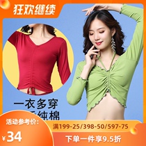 Belly dance autumn winter long sleeve yoga top female 2019 new beginner fairy sexy suit cover belly
