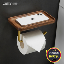 Solid wood tissue rack walnut toilet roll paper holder bathroom sanitary paper box creative toilet tissue box punch-free