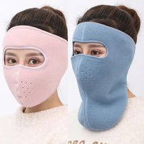 Autumn and winter cotton masks female men warm and cold thickened flannel breathable neck and ear protection riding full face mask