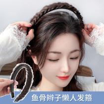Braided wig hairband female 2021 net red fishbone braid hair accessories with teeth pressing hair band fluffy headband hairband hairband