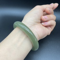 Authentic Hetian jade bracelet female young Stone clear water green lake water Green send mother big circle wide version