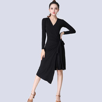 Latin dance costume female adult autumn and winter new professional dance performance competition suit long sleeve dress practice suit