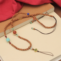 Mobile phone chain long hanging neck original handmade Chinese style personality womens high-end creative gift sandalwood beautiful and exquisite