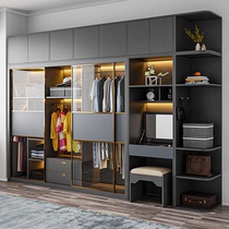 SAY modern simple household simple wardrobe Bedroom sliding door Nordic wardrobe large capacity multi-grid storage wardrobe