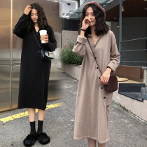 Net red pregnant womens autumn suit fashion spring and autumn 2021 new autumn dress long loose top
