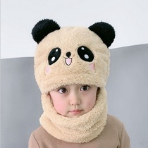 Hat female autumn and winter Joker Korean version of warm Children Baby Girl Cute bear hat scarf one ear cap