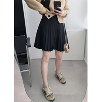 yjiid homemade 21 autumn new products cos style retro fashionable College black heavy industry pleated high waist A skirt