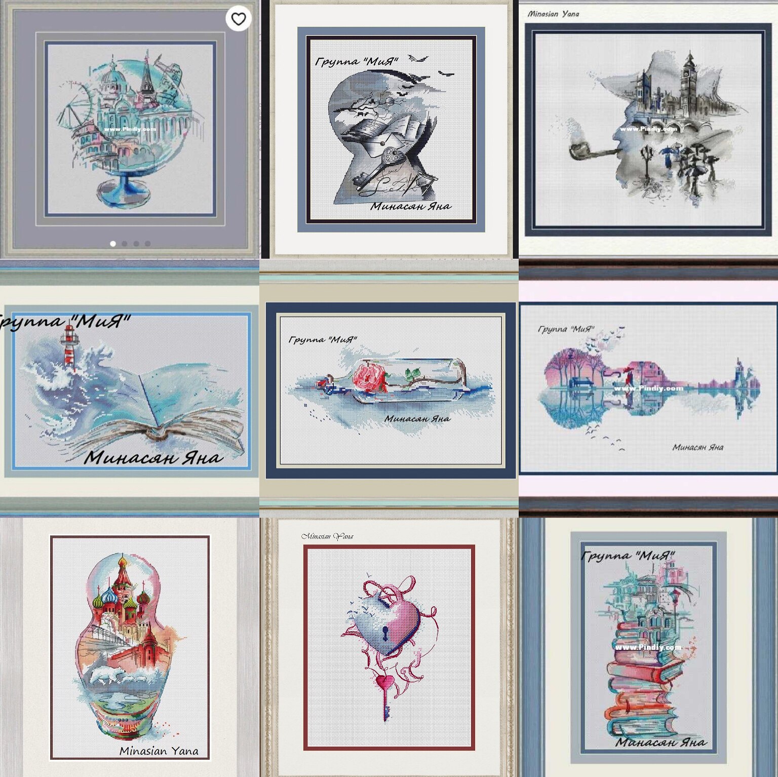 (Zhang Xiao cool) cross-stitch DMC R line 14CT self-matching cotton set no cloth set watercolor series 3