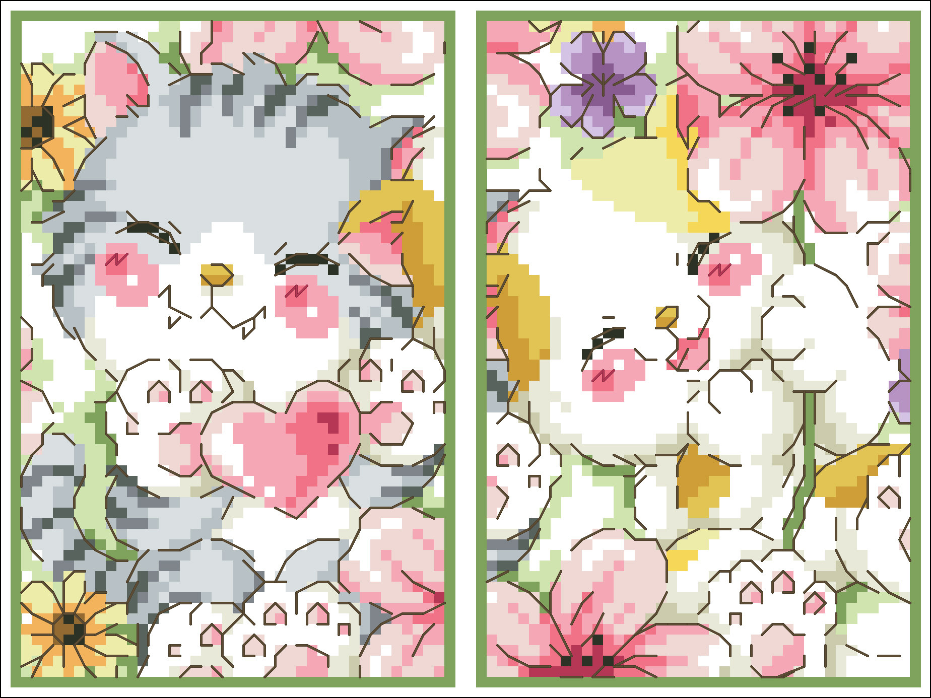 (Zhang Xiao cool) cross-stitch DMC R line self-matching cartoon character card set to protect the corner spring tour cat