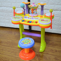 Childrens carousel drum piano toy puzzle multifunctional music fountain electronic organ baby beat drum set