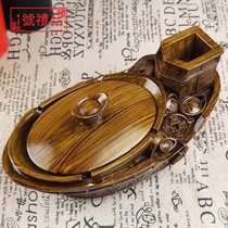 Gift mens personality fashion creative ashtray with cover large wood grain crafts living room desktop ornaments