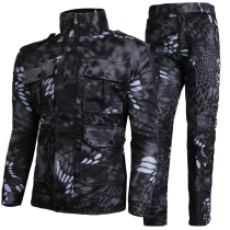New black python pattern camouflage suit mens and womens spring and autumn and summer outdoor labor protection tooling work clothes mens dirty and wear-resistant