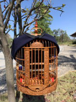 Fine old bamboo cats eye cage Carved flower cage Carved thrush bird cage Bamboo bird cage Carey bird cage Wren cage Starling cage