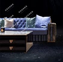 Neoclassical modern light luxury villa clubhouse model house luxury hotel leather sofa Italian three sofa