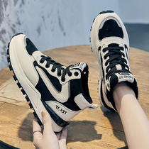 Hong Kong Daddy Shoes Women Spring and Autumn Korean Tide ins Joker high-top sneakers Leisure trendy shoes thick soles womens shoes