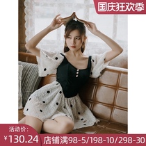 Fairy Fan student swimsuit female belly thin 2020 new one-piece skirt style Conservative meat cover hot spring swimsuit