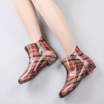 Japanese-style rain boots womens short tube summer lightweight fashion outer wear plus velvet rain boots womens low-top non-slip water shoes rubber shoes galoshes