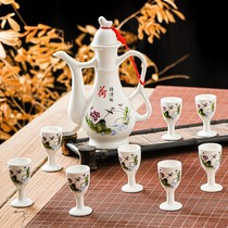 Ceramic wine set Antique wine jug Household white wine cup Chinese creative wine separator Ancient style goblet Small wine cup