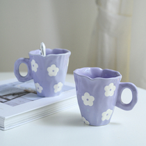 Mengtian Liangpini] ins hand-painted fresh flowers mug spoon