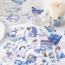 Blue Islands PET waterproof self-adhesive sticker decoration small patterns ins wind hand tent material hand ledger adorable cartoon