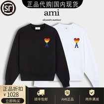 Domestic spot Ami Paris rainbow love pullover embroidery round neck couple Ami long sleeve round neck sweater