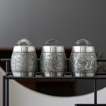 Detian tin cans tea cans pure tin sealed cans ceramic tin tea cans metal large household tea houses custom lettering