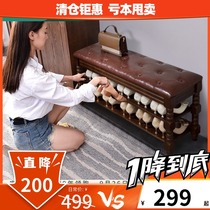 Home comfort American style dressing stool Home solid wood Shoes Stool Test Shoes stool Entrance Door Xuan Guan Can Sit Style Shoes Cabinet shoe rack