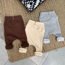 INS Korean boys pants autumn and winter clothes baby plus velvet warm pants female baby leggings padded casual trousers