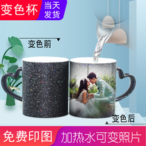  Ceramic teacup heating discoloration can print photos Super cute creative starry sky mug with lid spoon custom printing