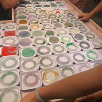 Myanmar natural emerald raw stone jade wool ice seed ice seed bracelet with half-Ming material yang green floating flower round strip emerald jade bracelet