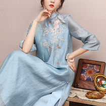 Cheongsam summer 2021 new Chinese style loose thin belly cover long temperament elegant improved dress