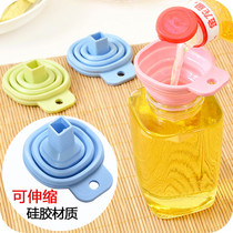 Food grade silicone folding telescopic long neck funnel Kitchen oil leakage creative household liquid dispensing mini small funnel