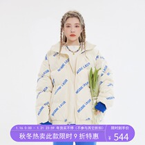 INSNLASIA 21AW original full print LOGO down jacket Tide brand men and women thick 400g white duck down coat winter