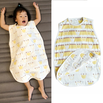 Six-eight-layer pure cotton cloth baby vest mushrooms crown baby sleeping bag child anti-kick by summer thin section