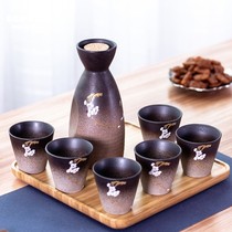 DAMMOSI rough pottery hand-painted Japanese wine set Sake pot wine glass set Wine cup White wine glass ceramic wine separator