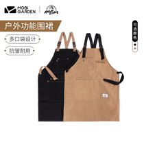 Makodi camping cooking apron outdoor barbecue cotton canvas splicing strap work clothes multifunctional storage apron