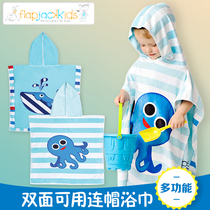 Canada flapjackkids Baby double-sided hooded bath towel Cartoon printing anti-UV beach towel