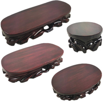  Solid wood carving stone ornaments round base can be grooved Buddha statue text play flower pot landscape teapot incense burner wood bracket