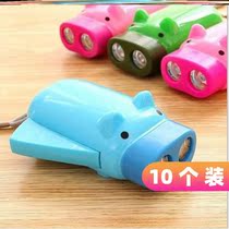 Hand-pressing flashlight pressing hand-holding cute cartoon piglet flashlight self-generating strong light outdoor travel home