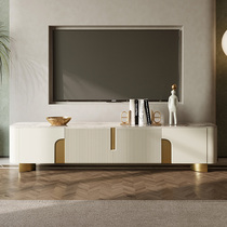 Light Lavish Rockboard TV Cabinet Living-room Rear Modern Minimalist Living-room Small Family of Stainless Steel Storage Lockers Combo
