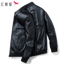 Red Dragonfly 2022 Spring New Mens Upright Collar Short Leather Clothing Jacket Windproof Casual Big Code Locomotive Suit 100 lap