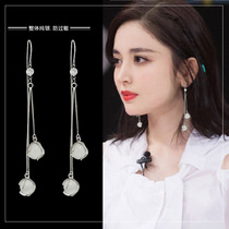 s925 pure silver streaming suearrings female long style Delicate Cat Eye Stone Earrings Super Fairys Fashion Temperament 100 Hitch Accessories
