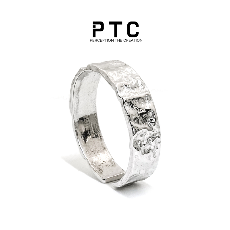 PTC niche ring 925 sterling silver simple and cool style, high-end texture design, male and female couple ring ring